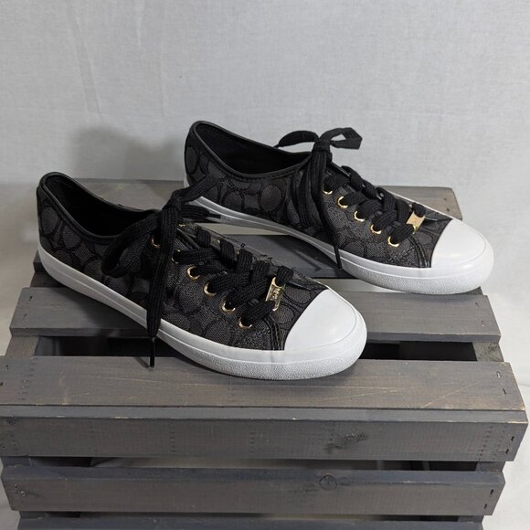 NWOB Coach Signature Logo Black/Gray Tennis Shoes Size 7.5 - Picture 3 of 15